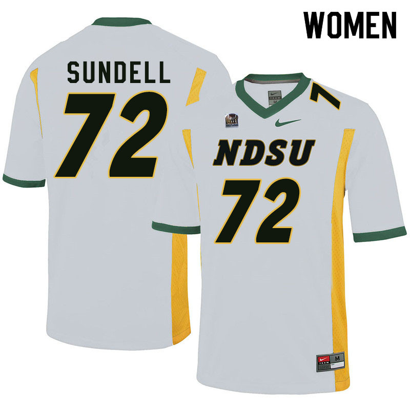 Women #72 Jalen Sundell North Dakota State Bison College Football Jerseys Sale-White